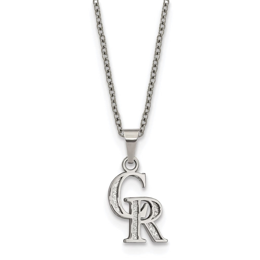 Stainless Steel MLB Colorado Rockies Small C-R Necklace, 18-20 Inch, Item N25460 by The Black Bow Jewelry Co.