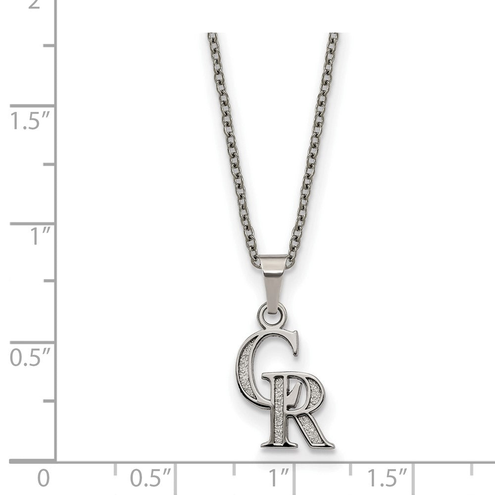 Alternate view of the Stainless Steel MLB Colorado Rockies Small C-R Necklace, 18-20 Inch by The Black Bow Jewelry Co.