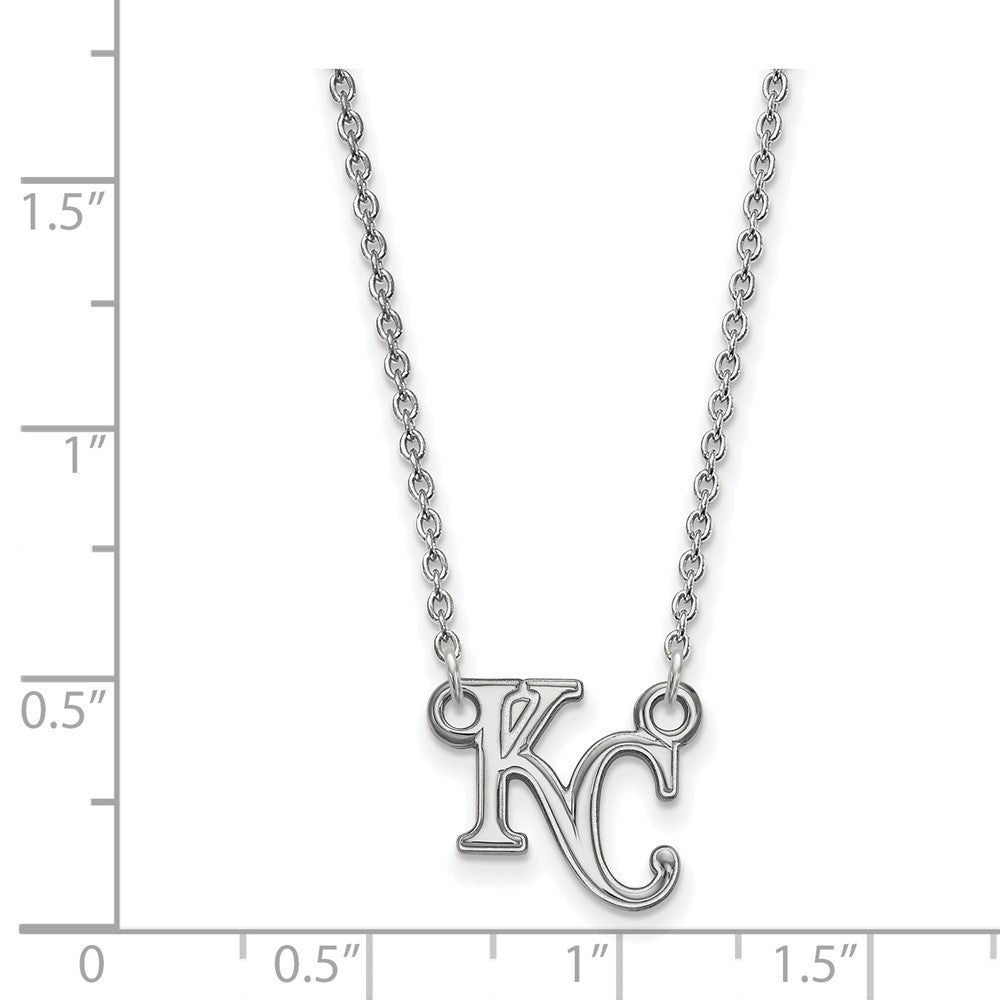 Alternate view of the 14K White Gold MLB Kansas City Royals Small K-C Necklace, 18 Inch by The Black Bow Jewelry Co.