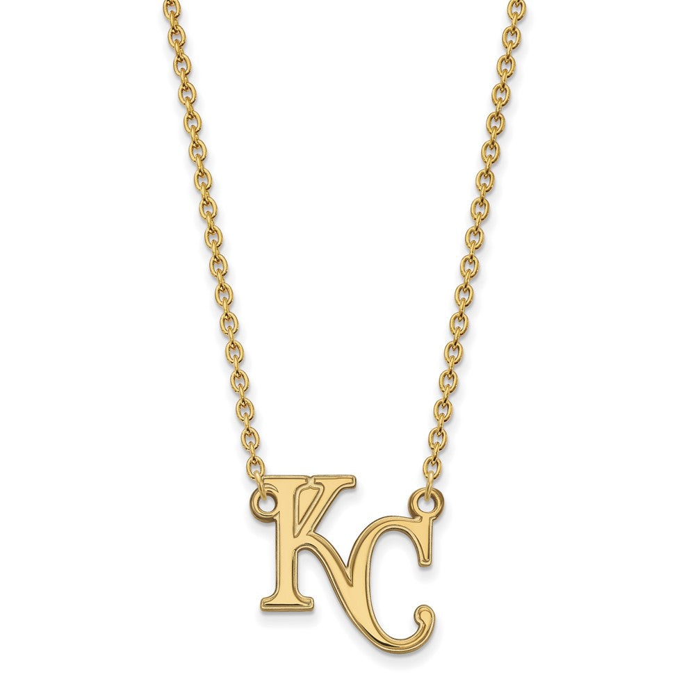 10K Yellow Gold MLB Kansas City Royals Large K-C Necklace, 18 Inch, Item N25468 by The Black Bow Jewelry Co.