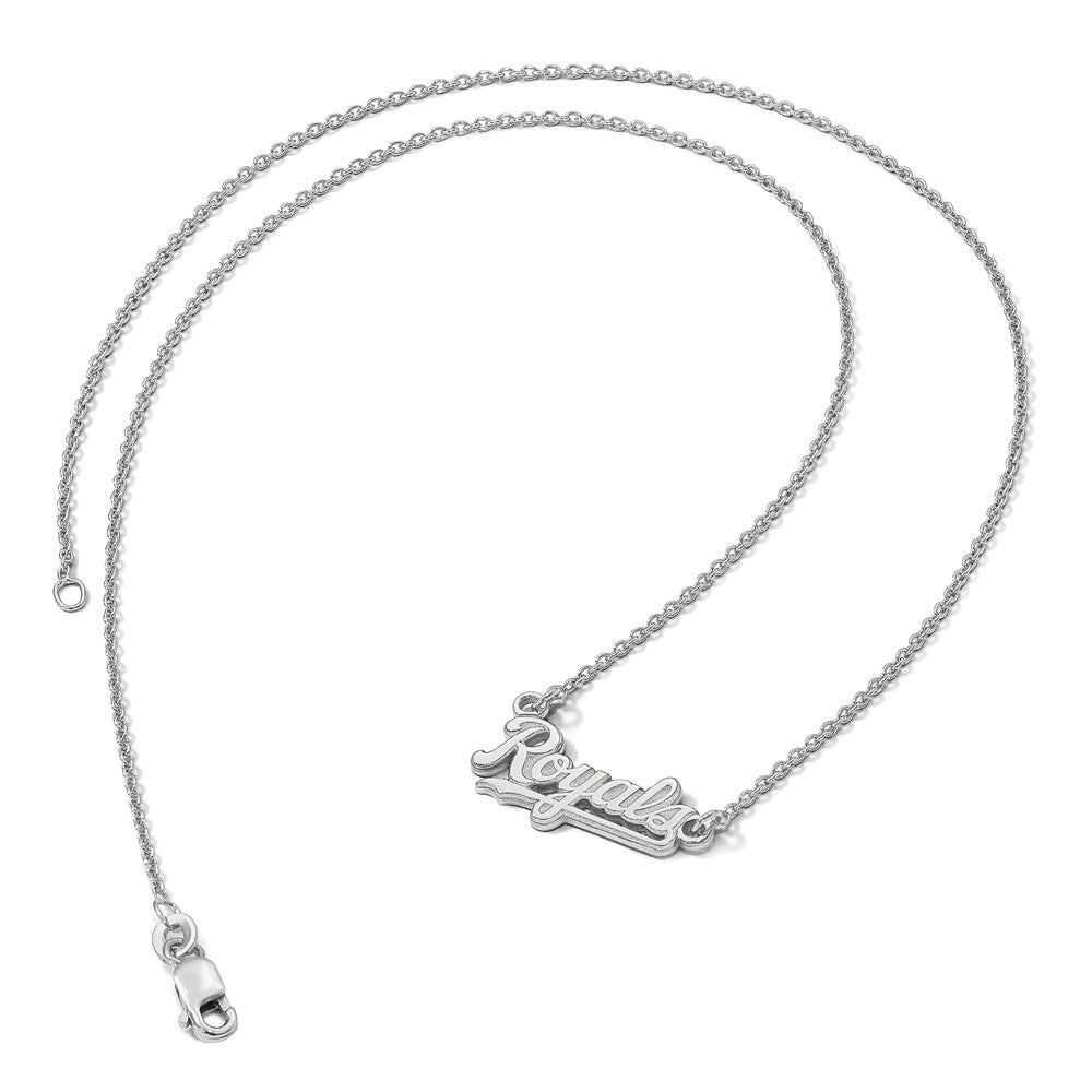 Alternate view of the 14K White Gold MLB Kansas City Royals Small Script Necklace, 18 Inch by The Black Bow Jewelry Co.