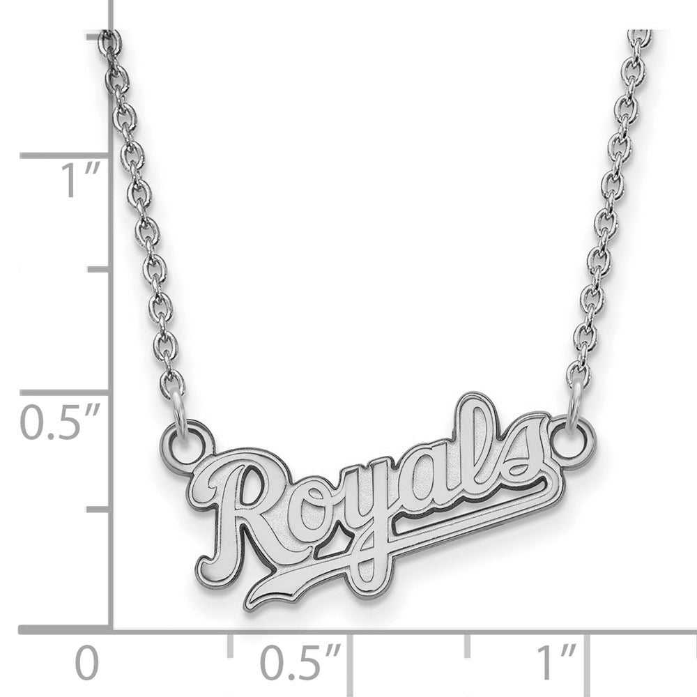 Alternate view of the 14K White Gold MLB Kansas City Royals Small Script Necklace, 18 Inch by The Black Bow Jewelry Co.