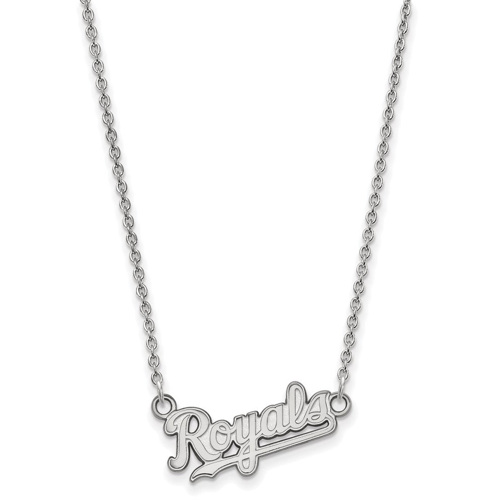 Alternate view of the Sterling Silver MLB Kansas City Royals Small Script Necklace, 18 Inch by The Black Bow Jewelry Co.