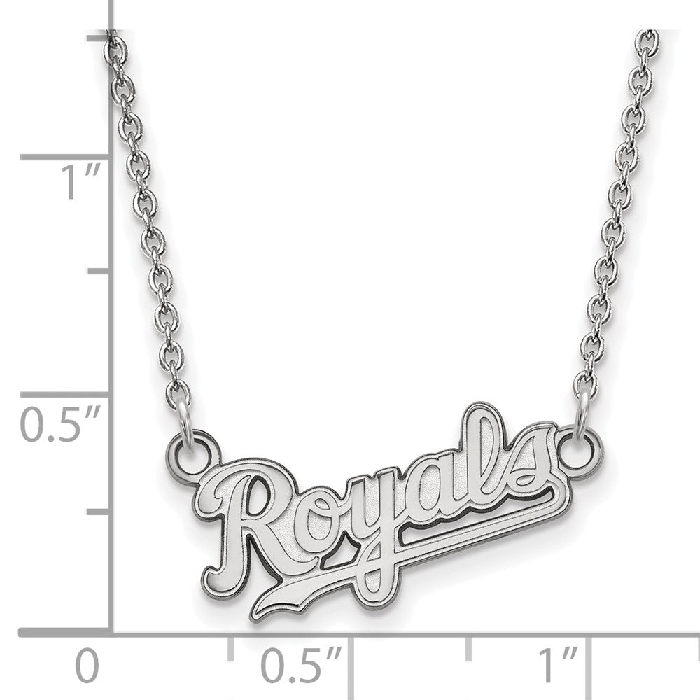 Alternate view of the Sterling Silver MLB Kansas City Royals Small Script Necklace, 18 Inch by The Black Bow Jewelry Co.