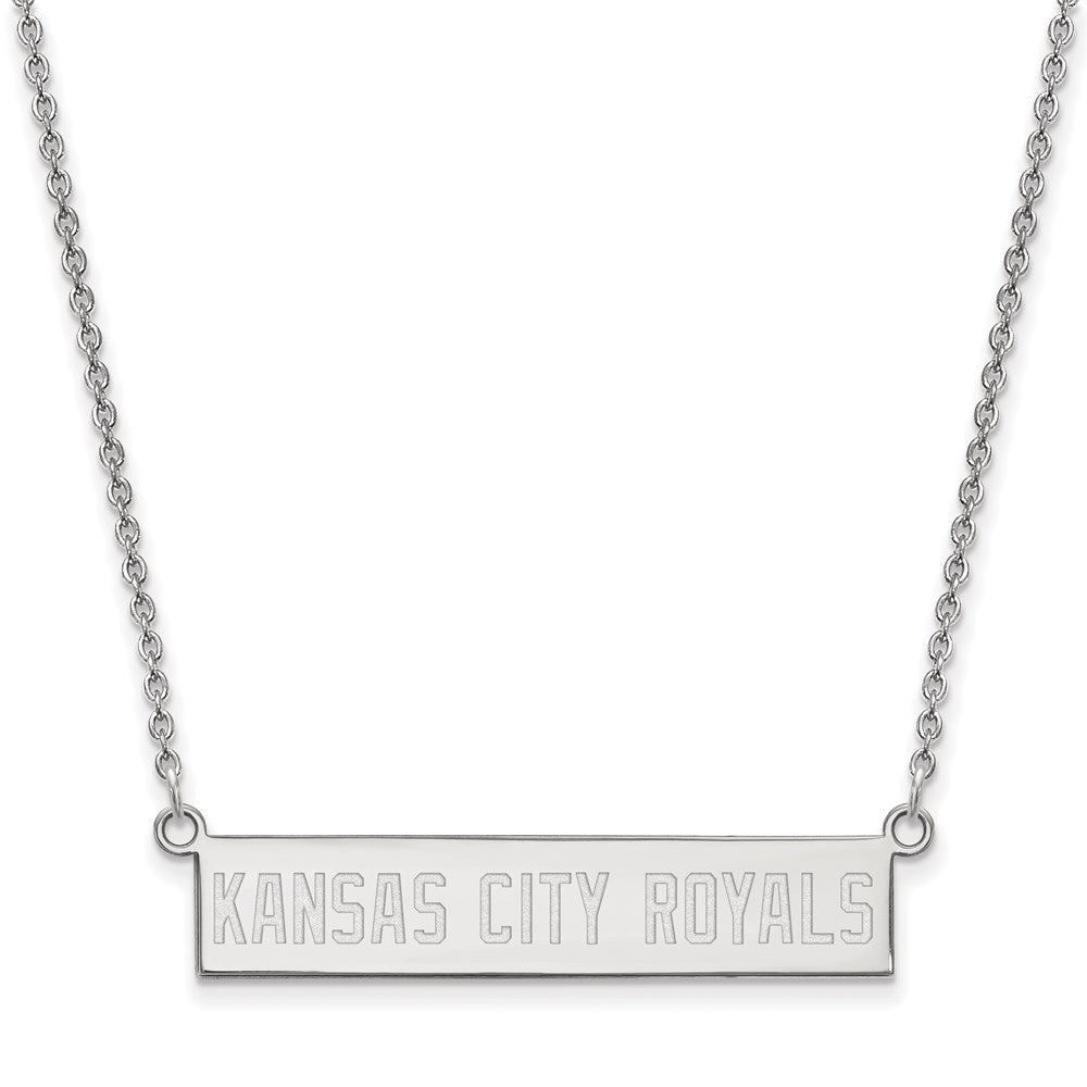 Sterling Silver MLB Kansas City Royals Bar Necklace, 18 Inch, Item N25482 by The Black Bow Jewelry Co.