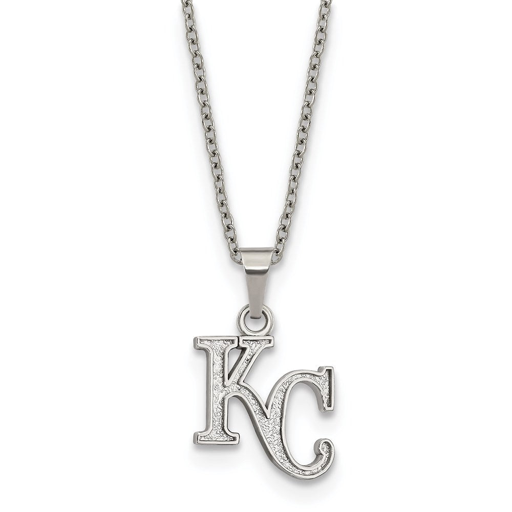 Stainless Steel MLB Kansas City Royals Small K-C Necklace, 18-20 Inch, Item N25483 by The Black Bow Jewelry Co.