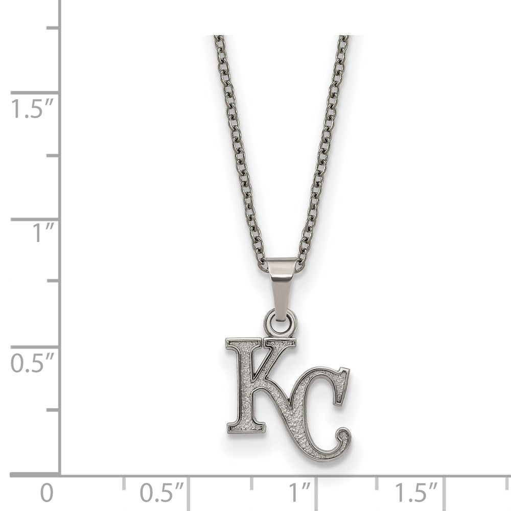 Alternate view of the Stainless Steel MLB Kansas City Royals Small K-C Necklace, 18-20 Inch by The Black Bow Jewelry Co.