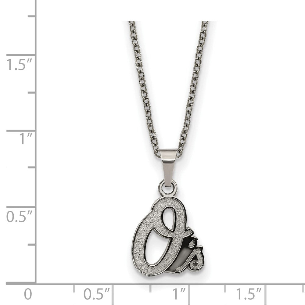 Alternate view of the Stainless Steel MLB Baltimore Orioles Medium O's Necklace, 18-20 Inch by The Black Bow Jewelry Co.