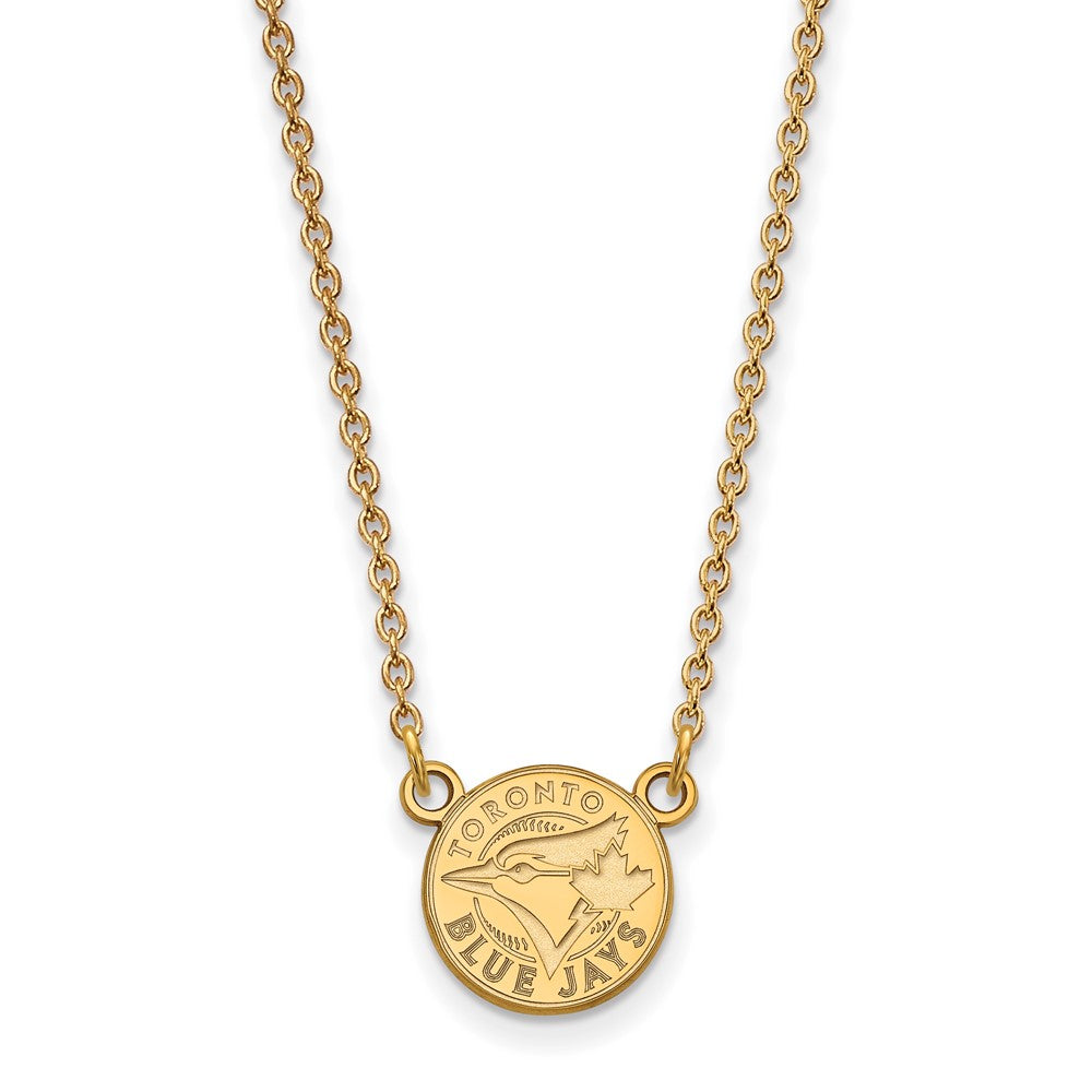 10K Yellow Gold MLB Toronto Blue Jays Small Disc Necklace, 18 Inch, Item N25500 by The Black Bow Jewelry Co.