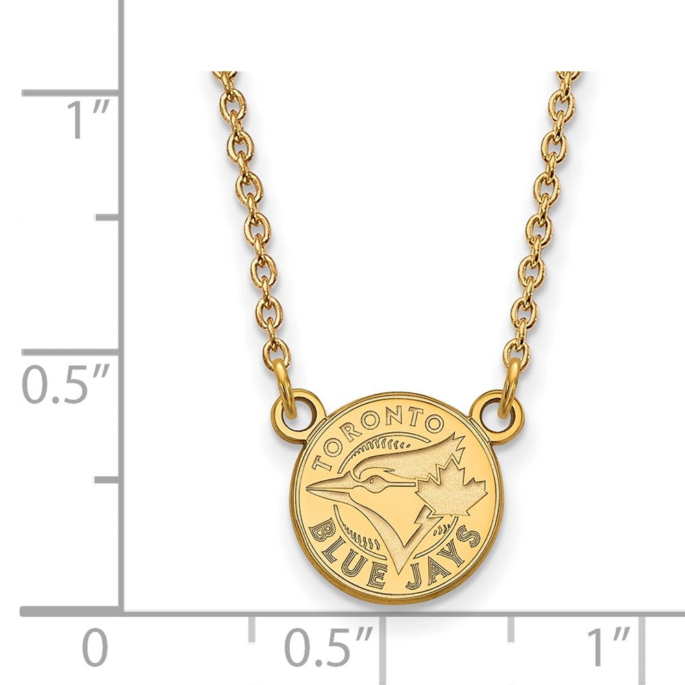 Alternate view of the 14K Gold Plated S.S. MLB Toronto Blue Jays SM Disc Necklace, 18 Inch by The Black Bow Jewelry Co.