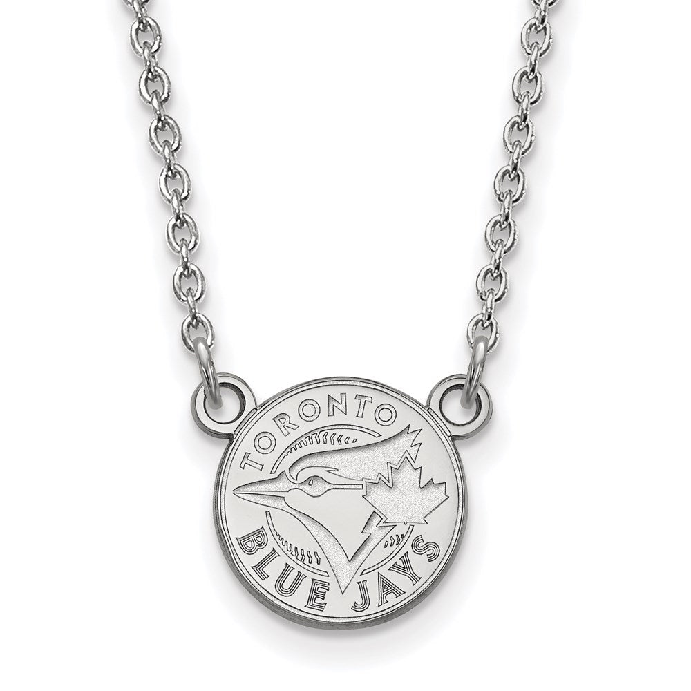 Sterling Silver MLB Toronto Blue Jays Small Disc Necklace, 18 Inch, Item N25504 by The Black Bow Jewelry Co.
