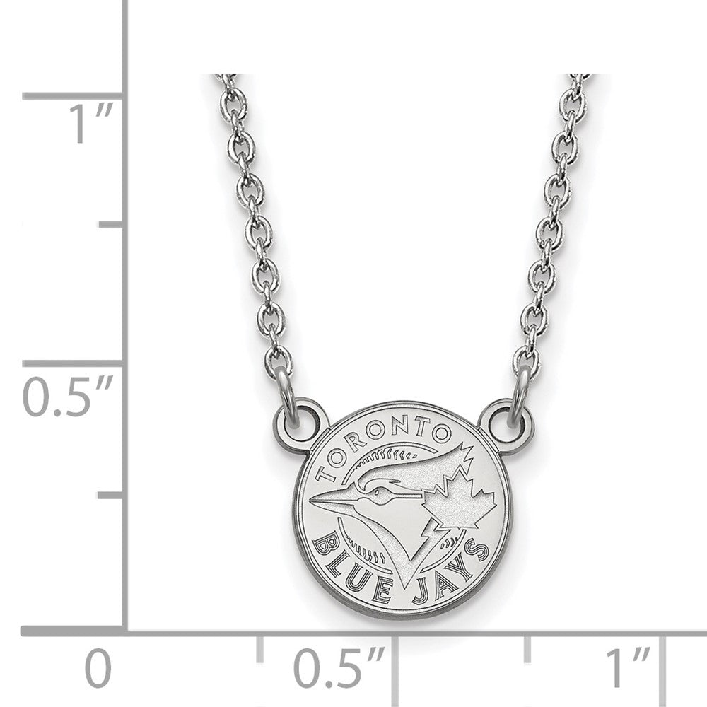 Alternate view of the Sterling Silver MLB Toronto Blue Jays Small Disc Necklace, 18 Inch by The Black Bow Jewelry Co.
