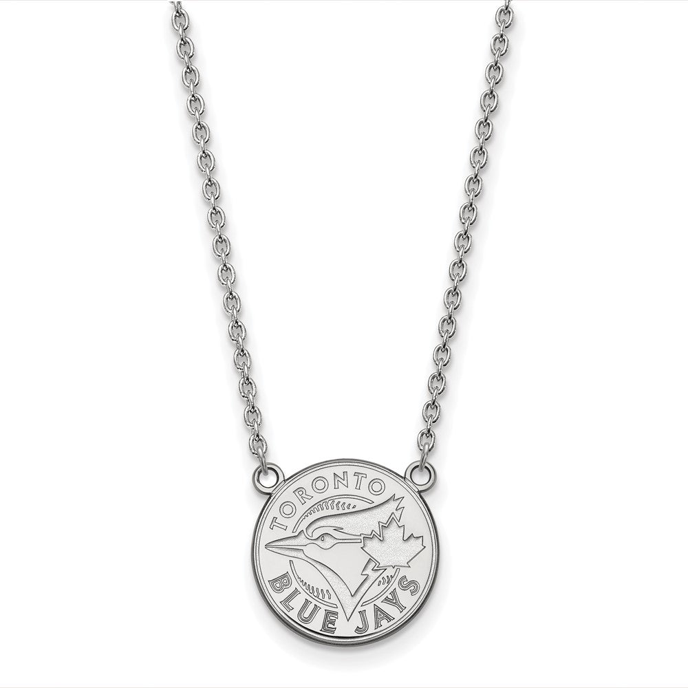 10K White Gold MLB Toronto Blue Jays Large Disc Necklace, 18 Inch, Item N25505 by The Black Bow Jewelry Co.