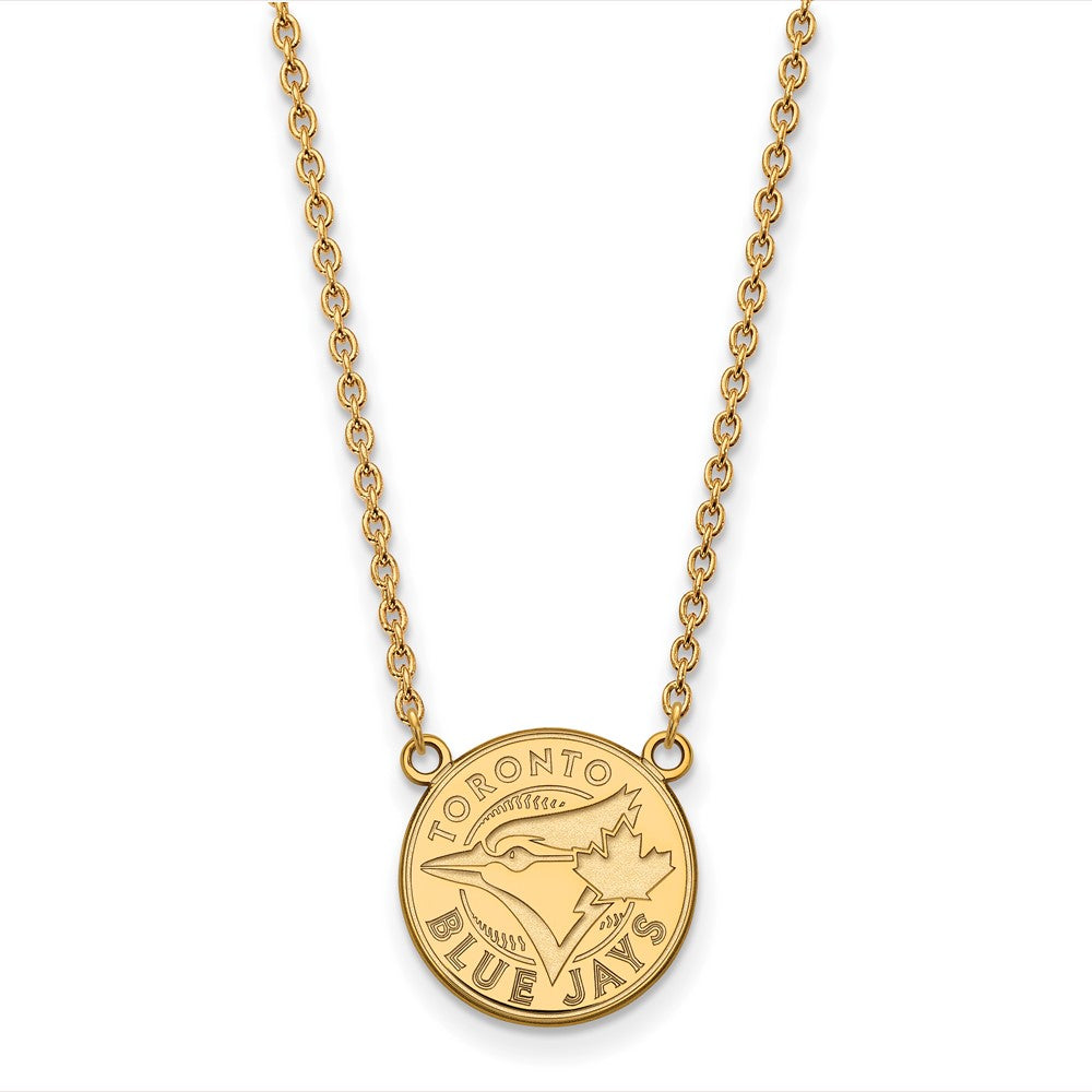 14K Gold Plated S.S. MLB Toronto Blue Jays LG Disc Necklace, 18 Inch, Item N25509 by The Black Bow Jewelry Co.