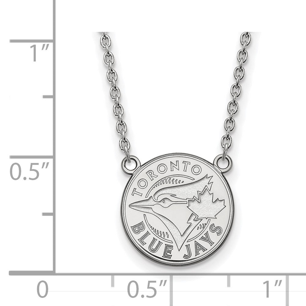 Alternate view of the Sterling Silver MLB Toronto Blue Jays Large Disc Necklace, 18 Inch by The Black Bow Jewelry Co.