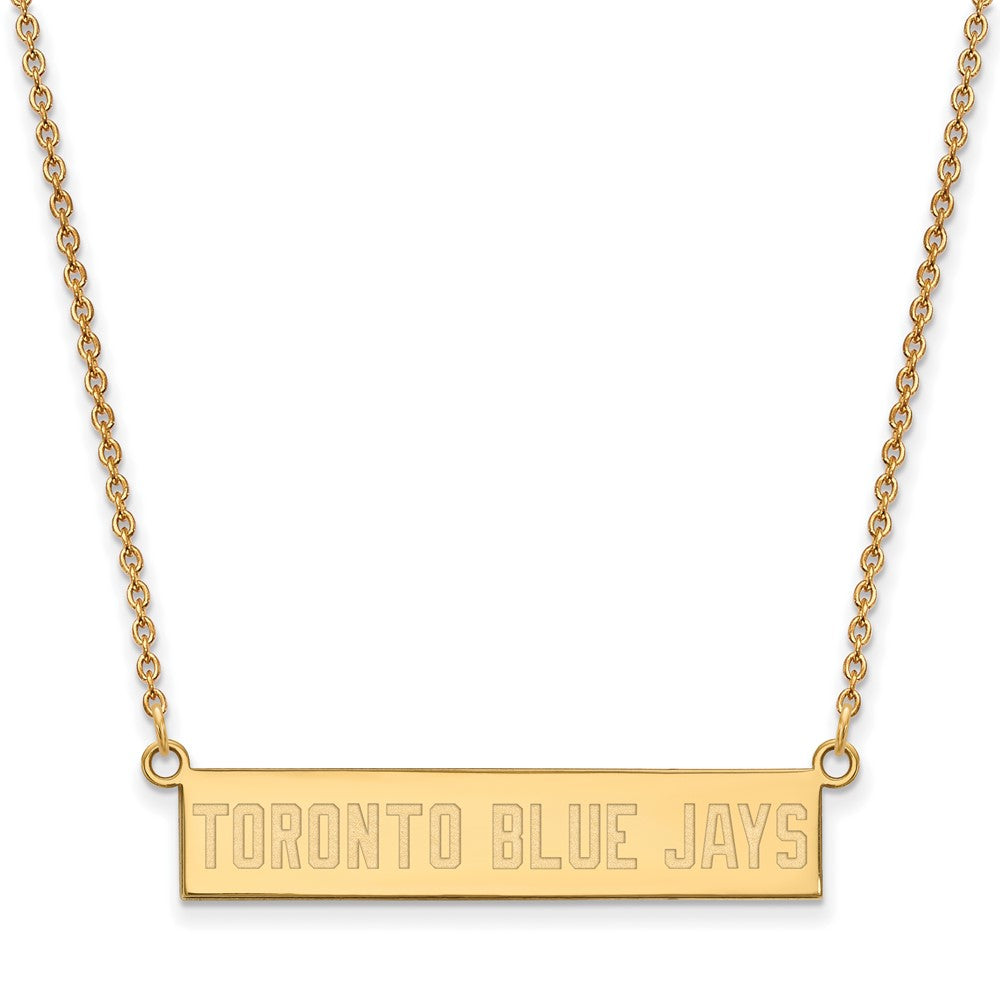 14K Gold Plated S.S. MLB Toronto Blue Jays Small Bar Necklace, 18 Inch, Item N25511 by The Black Bow Jewelry Co.
