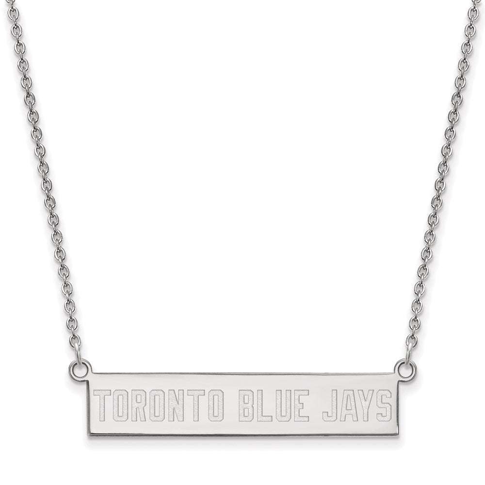 Sterling Silver MLB Toronto Blue Jays Small Bar Necklace, 18 Inch, Item N25512 by The Black Bow Jewelry Co.