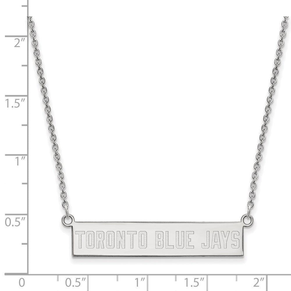 Alternate view of the Sterling Silver MLB Toronto Blue Jays Small Bar Necklace, 18 Inch by The Black Bow Jewelry Co.