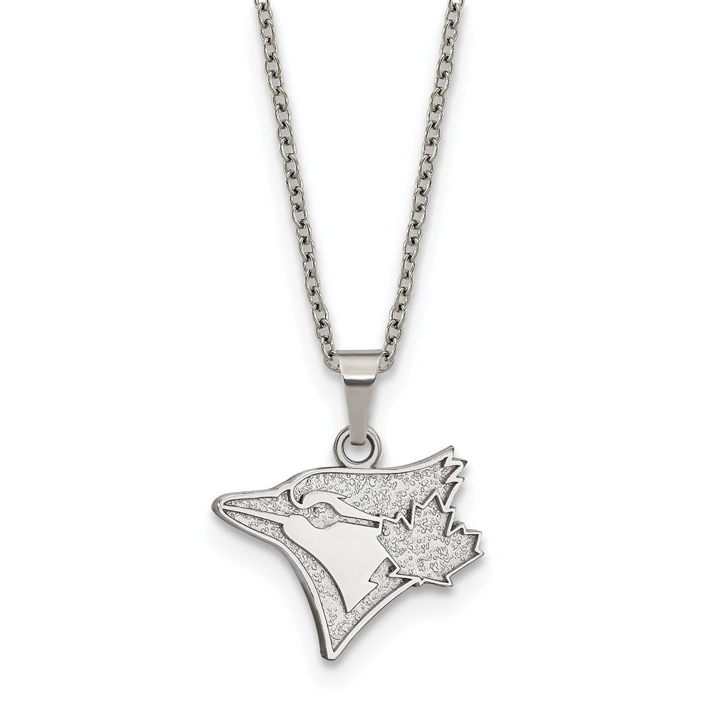 Stainless Steel MLB Toronto Blue Jays Medium Logo Necklace, 18-20 Inch, Item N25513 by The Black Bow Jewelry Co.