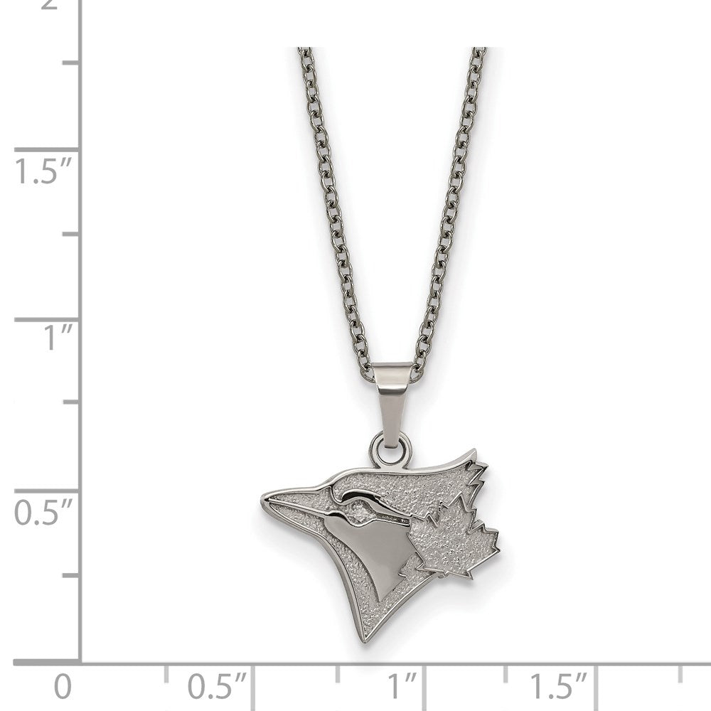 Alternate view of the Stainless Steel MLB Toronto Blue Jays Medium Logo Necklace, 18-20 Inch by The Black Bow Jewelry Co.