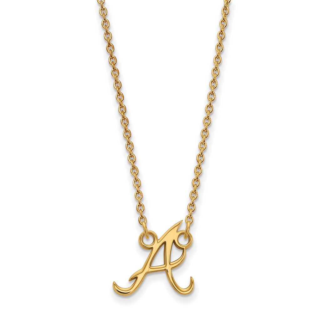 10K Yellow Gold MLB Atlanta Braves Small Initial A Necklace, 18 Inch, Item N25515 by The Black Bow Jewelry Co.