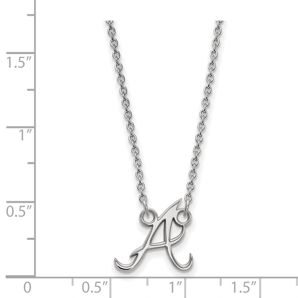 Alternate view of the Sterling Silver MLB Atlanta Braves Small Initial A Necklace, 18 Inch by The Black Bow Jewelry Co.