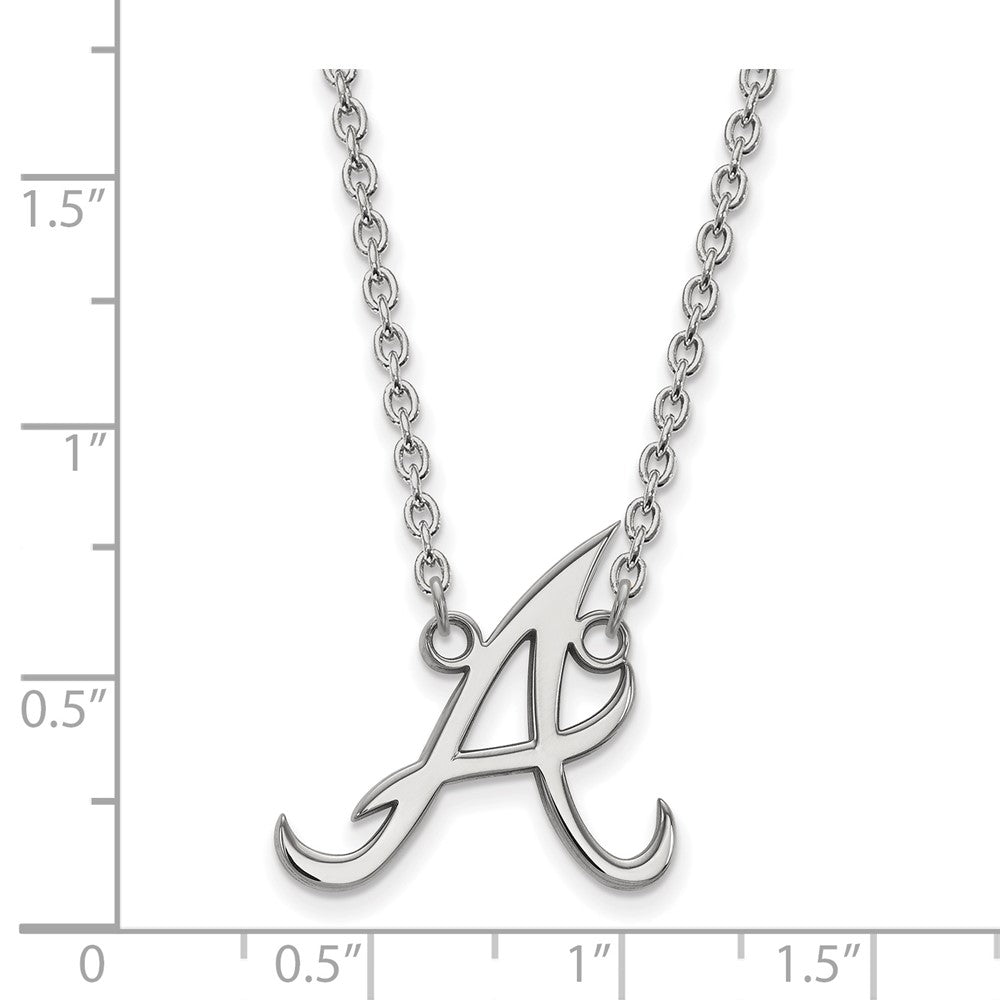 Alternate view of the 10K White Gold MLB Atlanta Braves Large Initial A Necklace, 18 Inch by The Black Bow Jewelry Co.