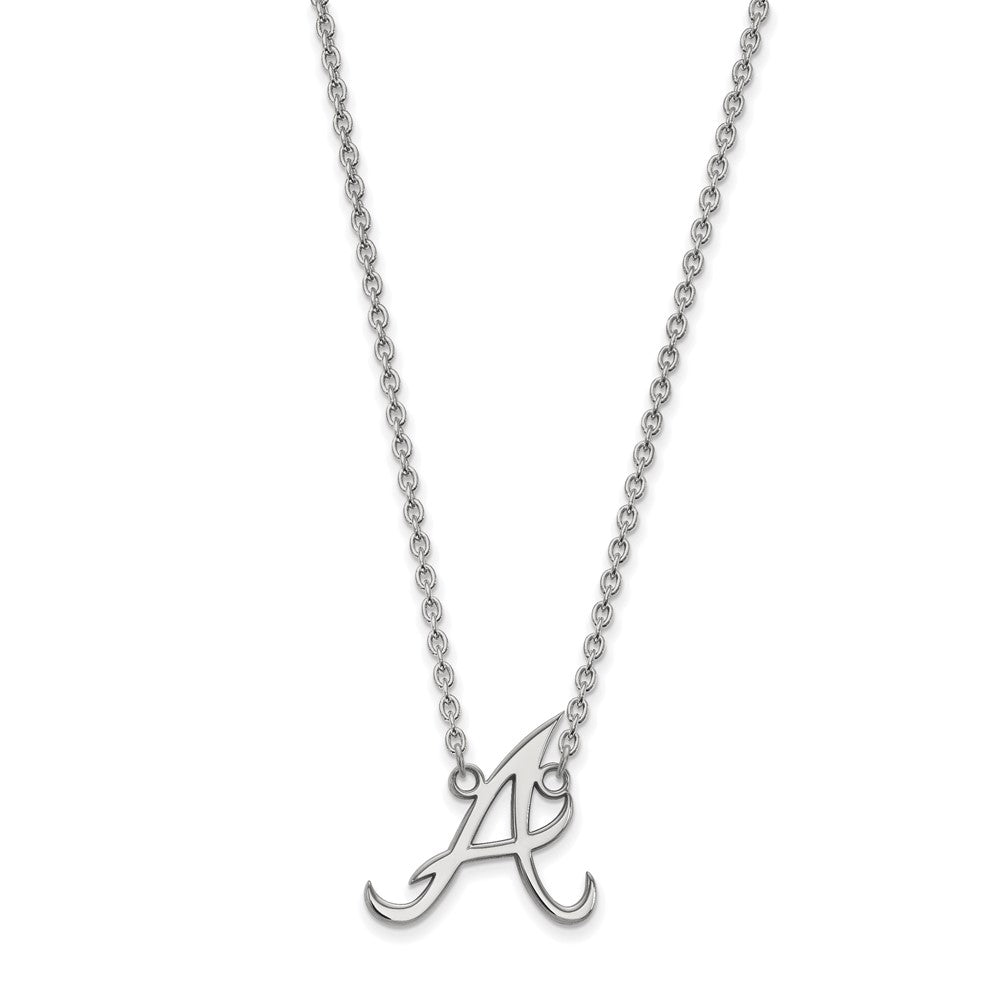 14K White Gold MLB Atlanta Braves Large Initial A Necklace, 18 Inch, Item N25522 by The Black Bow Jewelry Co.
