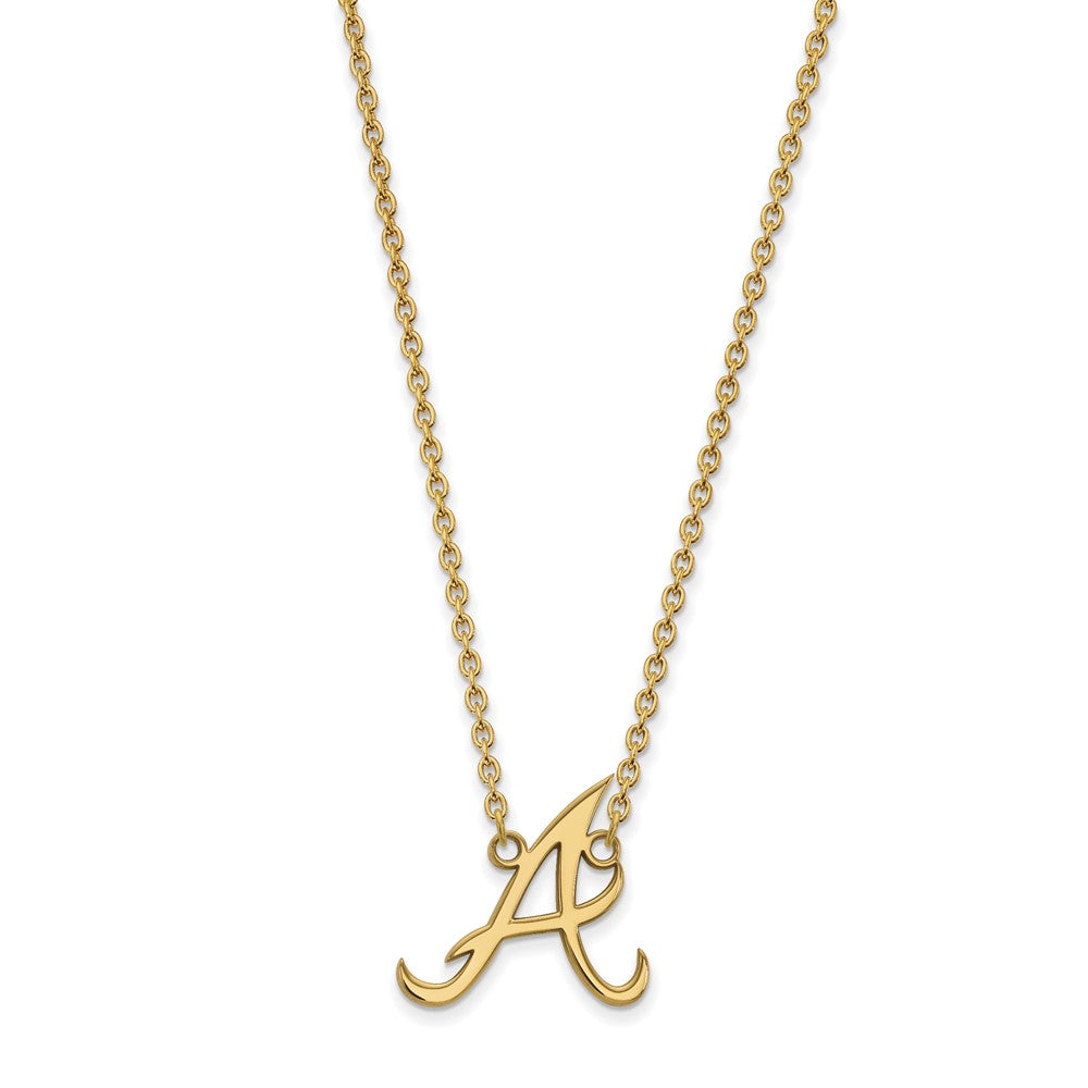 14K Gold Plated S.S. MLB Atlanta Braves LG Initial A Necklace, 18 Inch, Item N25524 by The Black Bow Jewelry Co.
