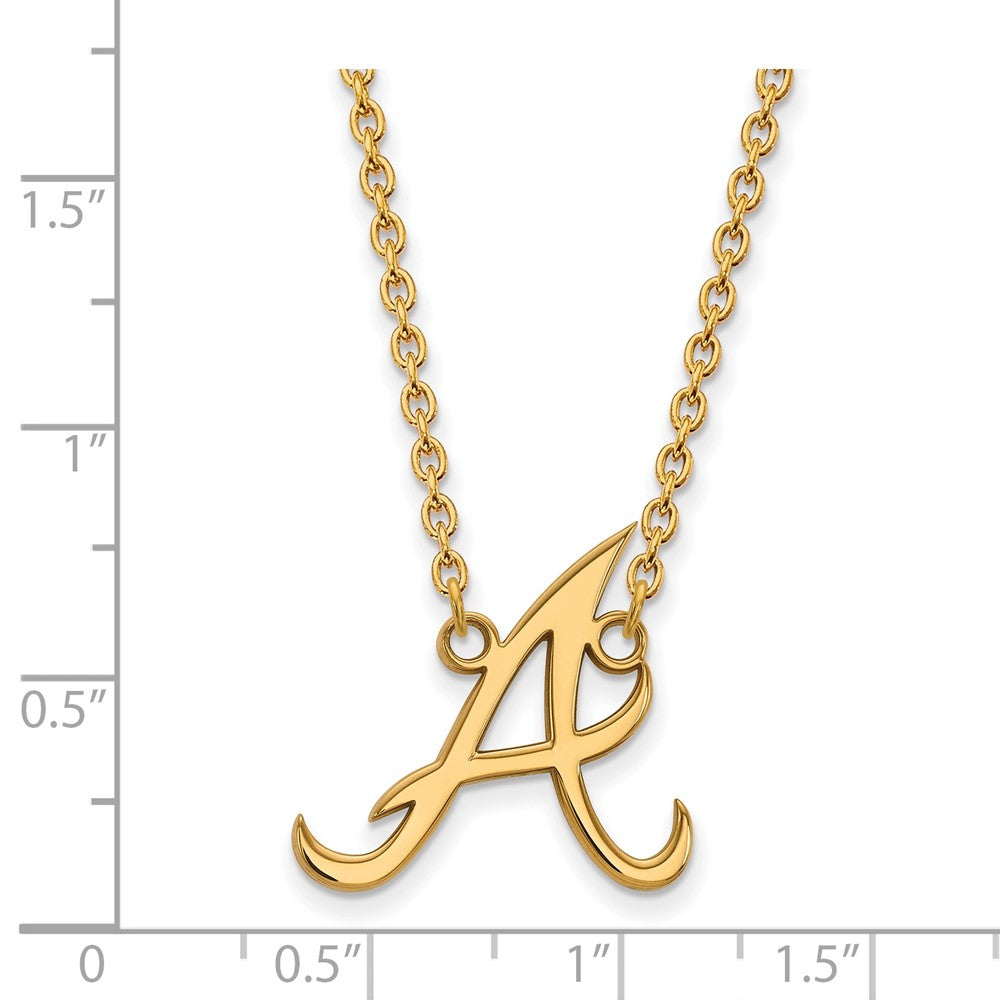 Alternate view of the 14K Gold Plated S.S. MLB Atlanta Braves LG Initial A Necklace, 18 Inch by The Black Bow Jewelry Co.