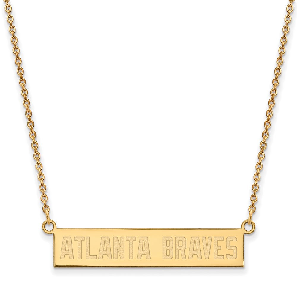 14K Gold Plated S.S. MLB Atlanta Braves Small Bar Necklace, 18 Inch, Item N25526 by The Black Bow Jewelry Co.