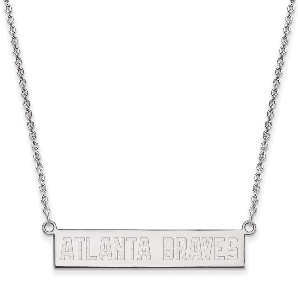 Sterling Silver MLB Atlanta Braves Small Bar Necklace, 18 Inch, Item N25527 by The Black Bow Jewelry Co.