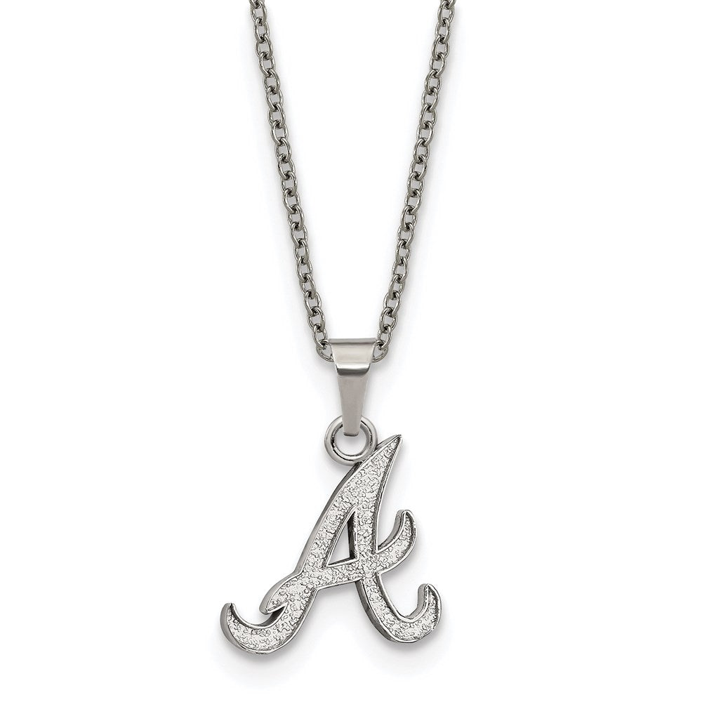 Stainless Steel MLB Atlanta Braves Small Initial A Necklace, 18-20 In, Item N25528 by The Black Bow Jewelry Co.