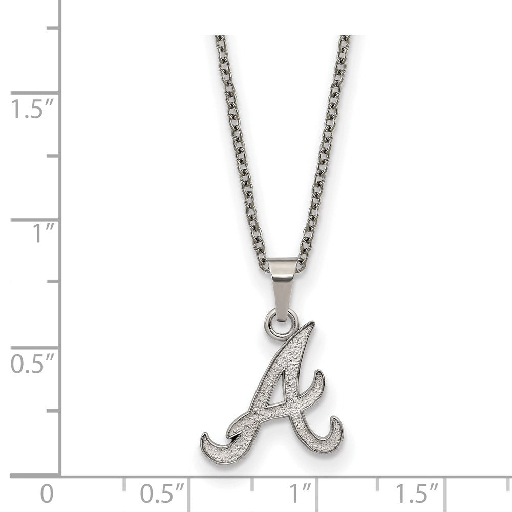 Alternate view of the Stainless Steel MLB Atlanta Braves Small Initial A Necklace, 18-20 In by The Black Bow Jewelry Co.
