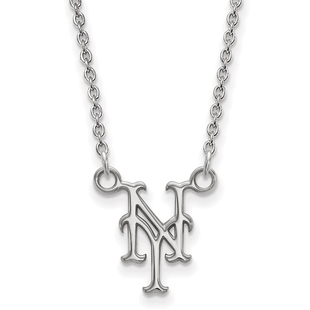 10K White Gold MLB New York Mets Small N-Y Necklace, 18 Inch, Item N25529 by The Black Bow Jewelry Co.