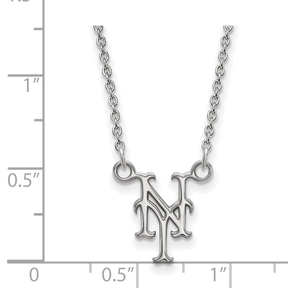 Alternate view of the 10K White Gold MLB New York Mets Small N-Y Necklace, 18 Inch by The Black Bow Jewelry Co.
