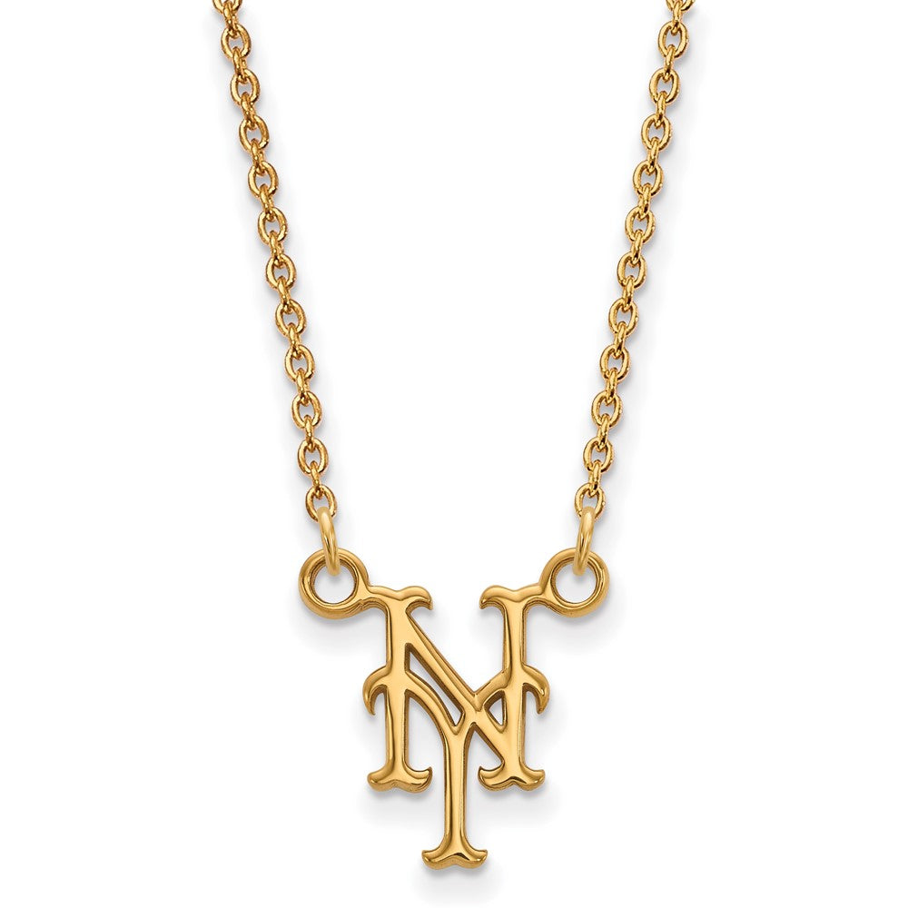 10K Yellow Gold MLB New York Mets Small N-Y Necklace, 18 Inch, Item N25530 by The Black Bow Jewelry Co.