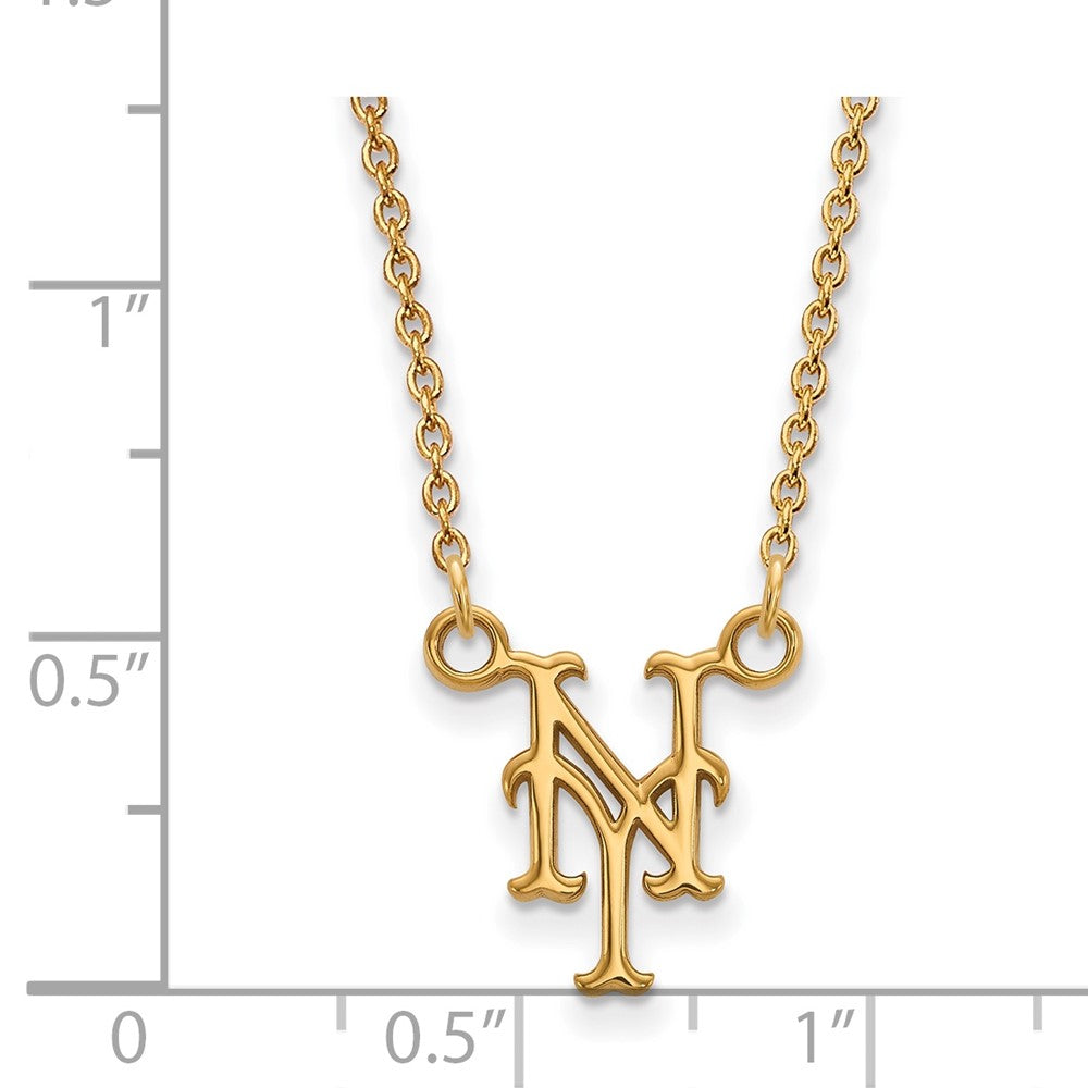 Alternate view of the 10K Yellow Gold MLB New York Mets Small N-Y Necklace, 18 Inch by The Black Bow Jewelry Co.