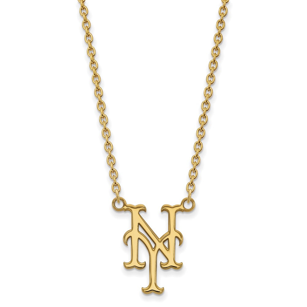 10K Yellow Gold MLB New York Mets Large N-Y Necklace, 18 Inch, Item N25536 by The Black Bow Jewelry Co.