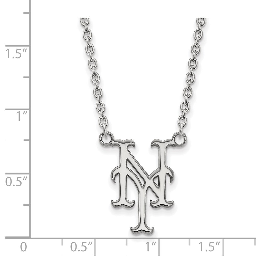 Alternate view of the 14K White Gold MLB New York Mets Large N-Y Necklace, 18 Inch by The Black Bow Jewelry Co.