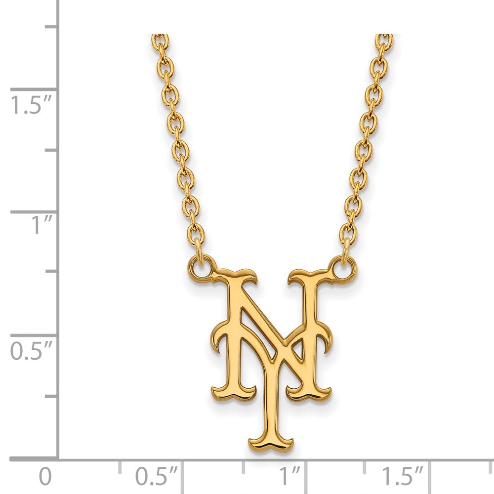 Alternate view of the 14K Yellow Gold MLB New York Mets Large N-Y Necklace, 18 Inch by The Black Bow Jewelry Co.