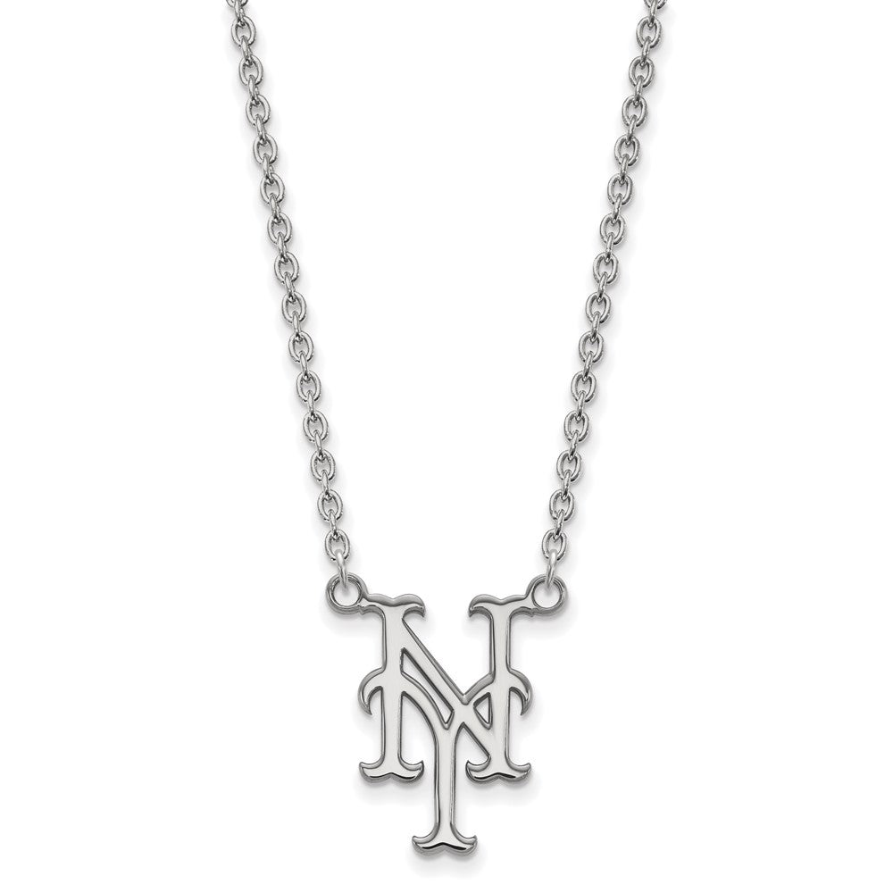 Sterling Silver MLB New York Mets Large N-Y Necklace, 18 Inch, Item N25540 by The Black Bow Jewelry Co.