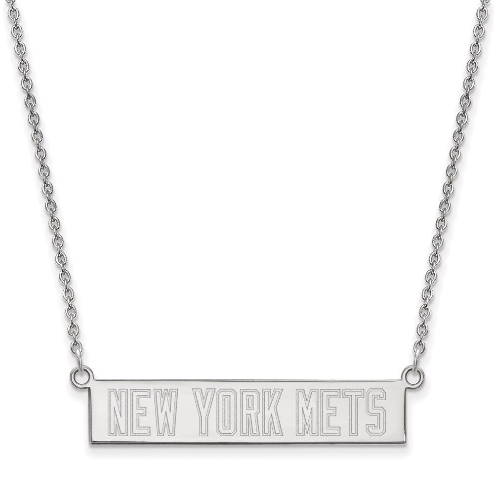 Sterling Silver MLB New York Mets Small Bar Necklace, 18 Inch, Item N25542 by The Black Bow Jewelry Co.