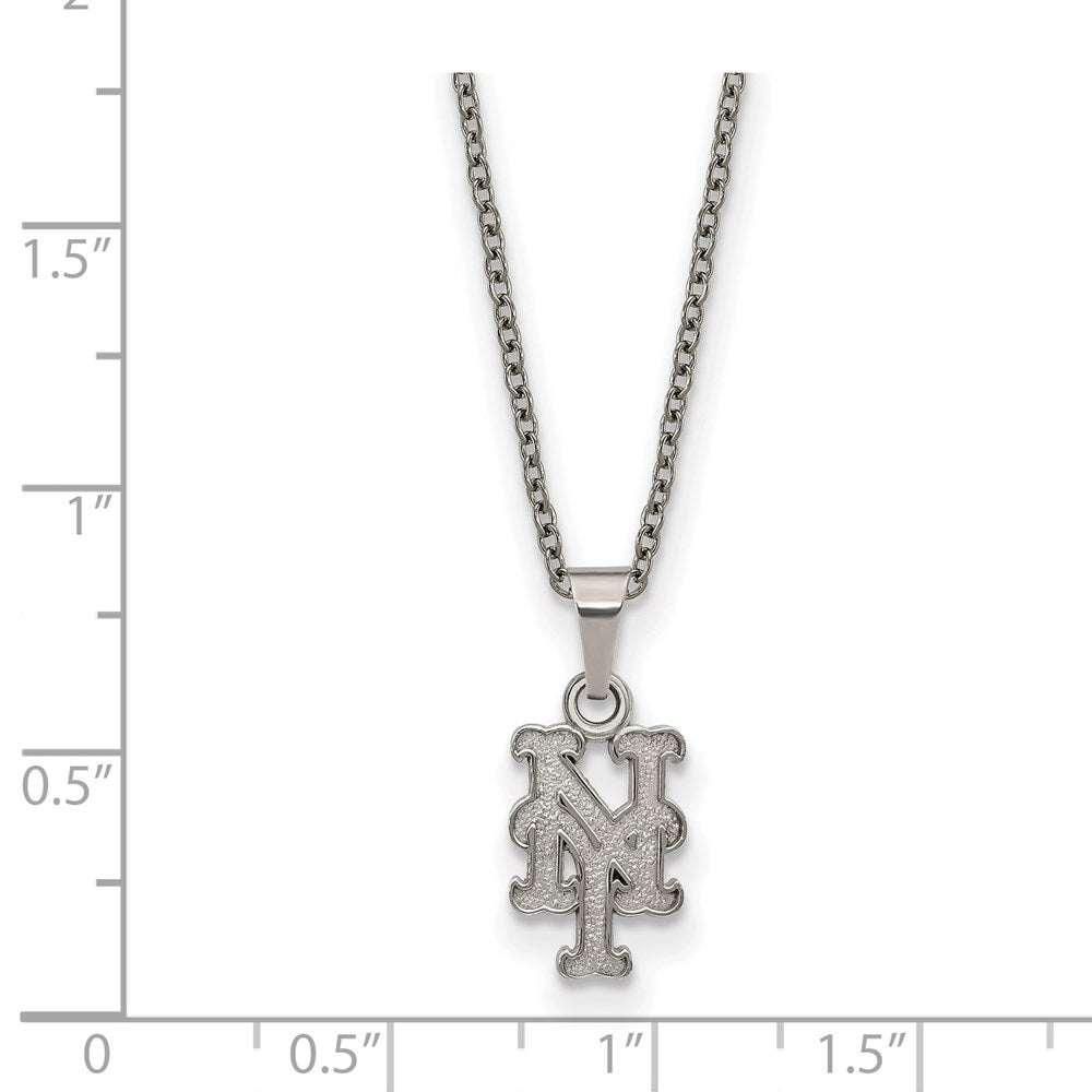 Alternate view of the Stainless Steel MLB New York Mets Small N-Y Necklace, 18-20 Inch by The Black Bow Jewelry Co.