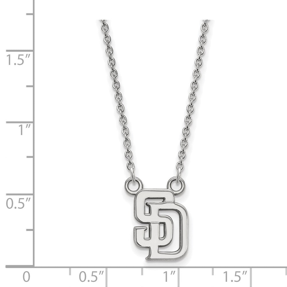 Alternate view of the 10K White Gold MLB San Diego Padres Small S-D Necklace, 18 Inch by The Black Bow Jewelry Co.