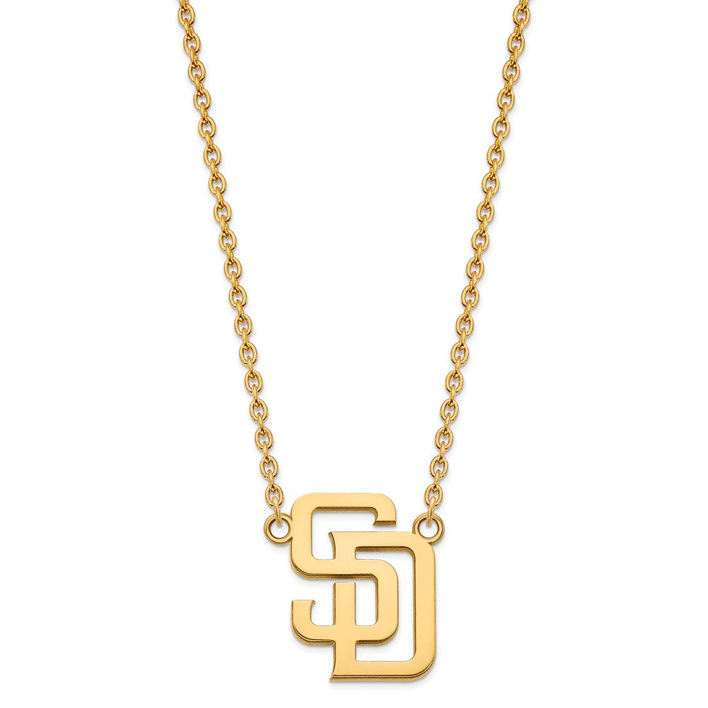 Alternate view of the 10K Yellow Gold MLB San Diego Padres Large S-D Necklace, 18 Inch by The Black Bow Jewelry Co.