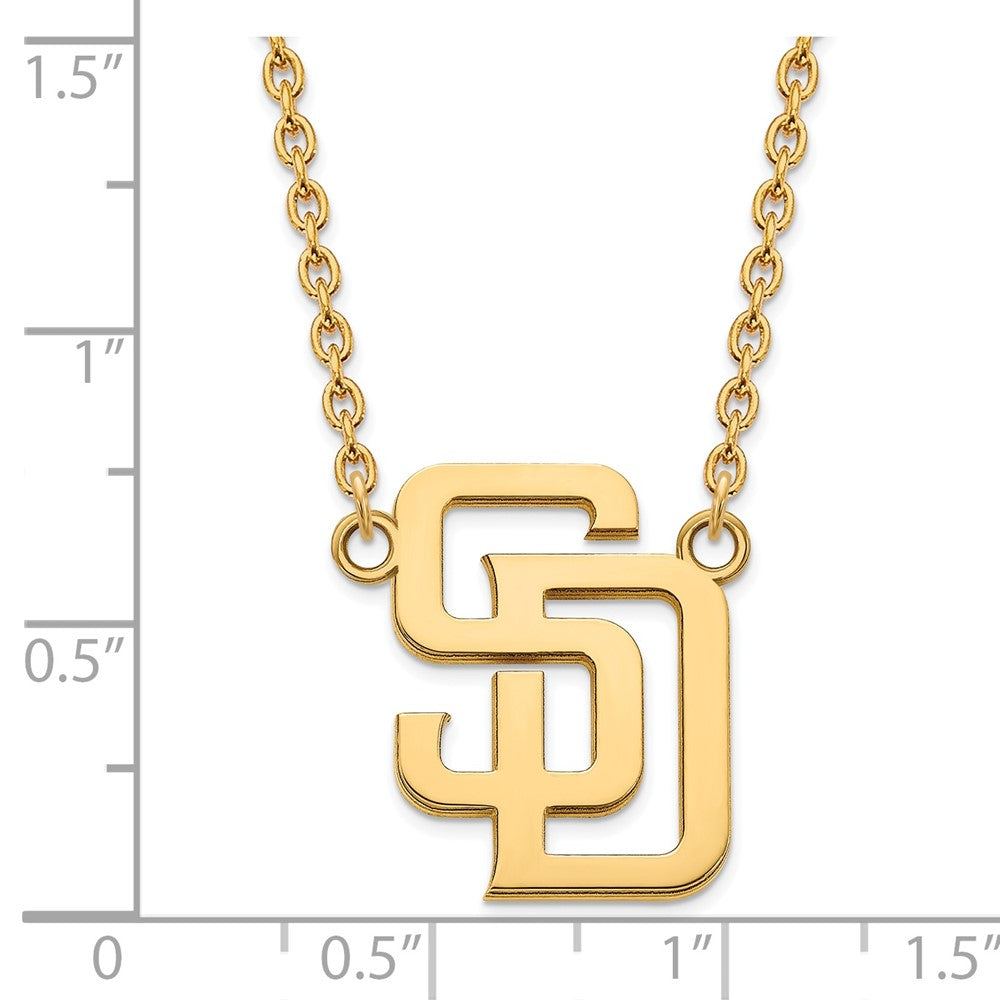 Alternate view of the 10K Yellow Gold MLB San Diego Padres Large S-D Necklace, 18 Inch by The Black Bow Jewelry Co.