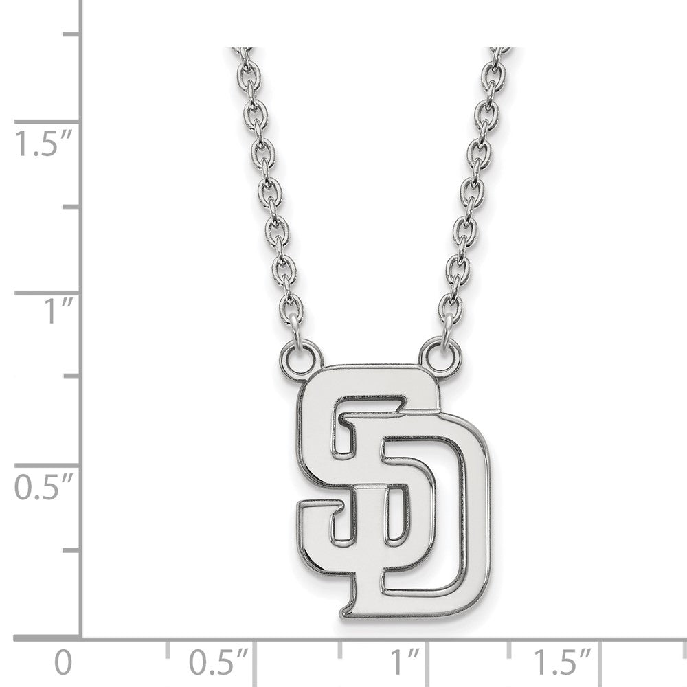 Alternate view of the 14K White Gold MLB San Diego Padres Large S-D Necklace, 18 Inch by The Black Bow Jewelry Co.