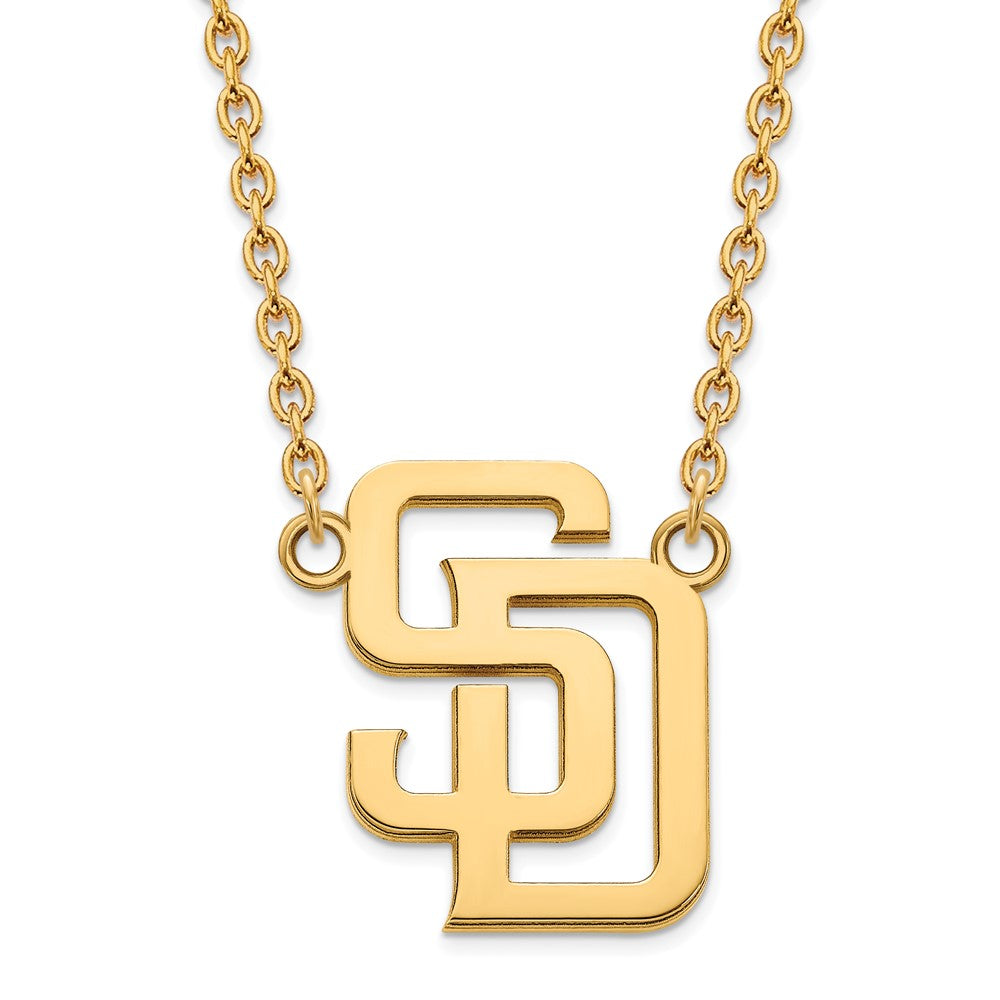 14K Yellow Gold MLB San Diego Padres Large S-D Necklace, 18 Inch, Item N25567 by The Black Bow Jewelry Co.