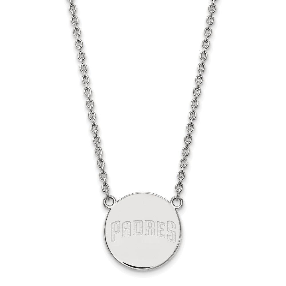 Sterling Silver MLB San Diego Padres Large Disc Necklace, 18 Inch, Item N25571 by The Black Bow Jewelry Co.